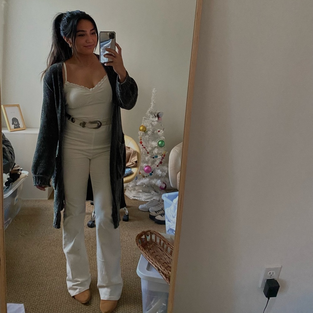 White Corduroy Jumpsuit